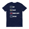 Eat Sleep Night Shift Repeat Short sleeve t-shirt Eat Sleep Night Shift Repeat Short sleeve t-shirt