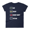 Eat Sleep Night Shift Repeat Women's short sleeve t-shirt Eat Sleep Night Shift Repeat Women's short sleeve t-shirt