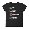 Eat Sleep Night Shift Repeat Women's short sleeve t-shirt Eat Sleep Night Shift Repeat Women's short sleeve t-shirt