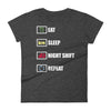 Eat Sleep Night Shift Repeat Women's short sleeve t-shirt Eat Sleep Night Shift Repeat Women's short sleeve t-shirt